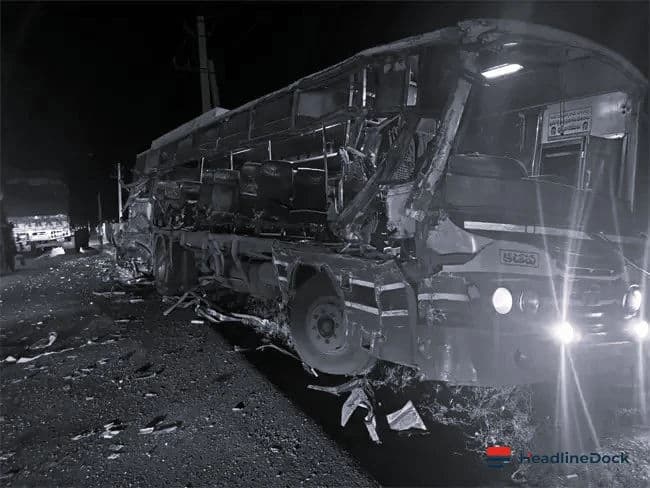 Tragic Bus-Lorry Collision in Kadapa Leaves Two Dead and 16 Injured