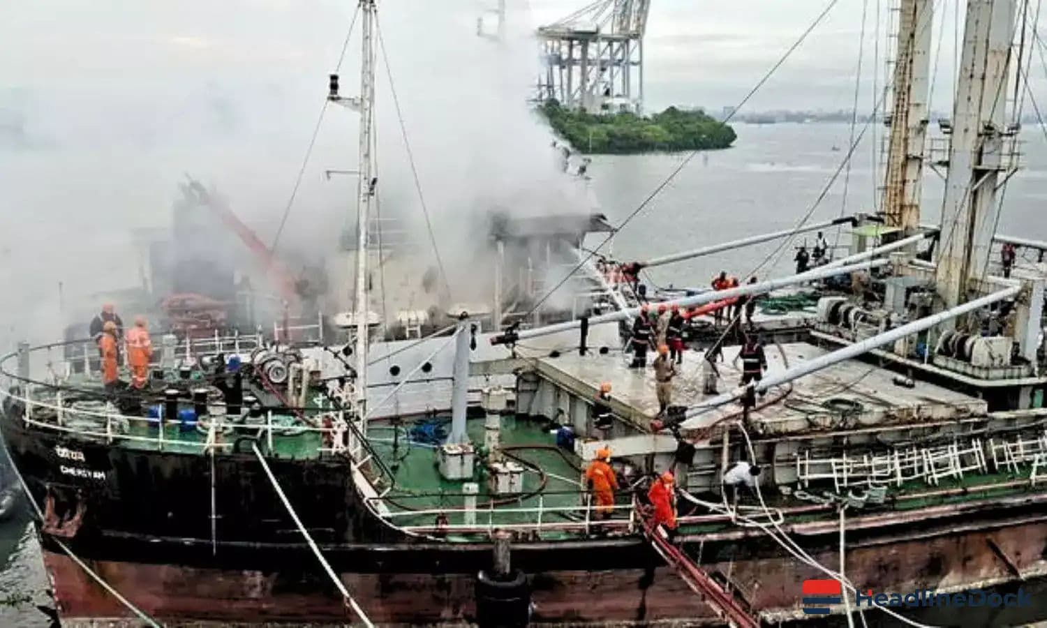 Cargo Barge Docked at Private Yard in Kochi Catches Fire