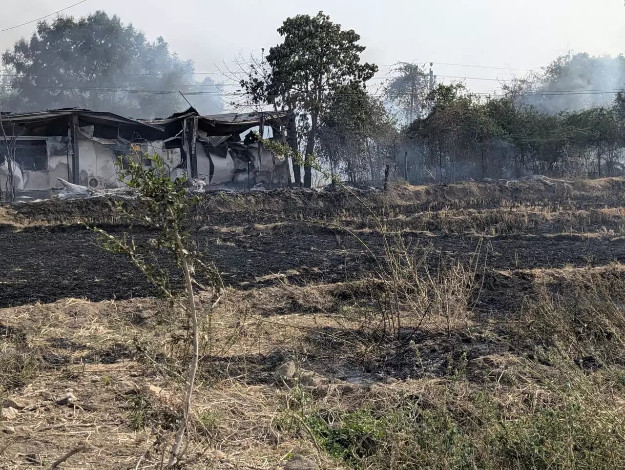 L&T Office and Quarters Burned in Major Blaze in Medigadda