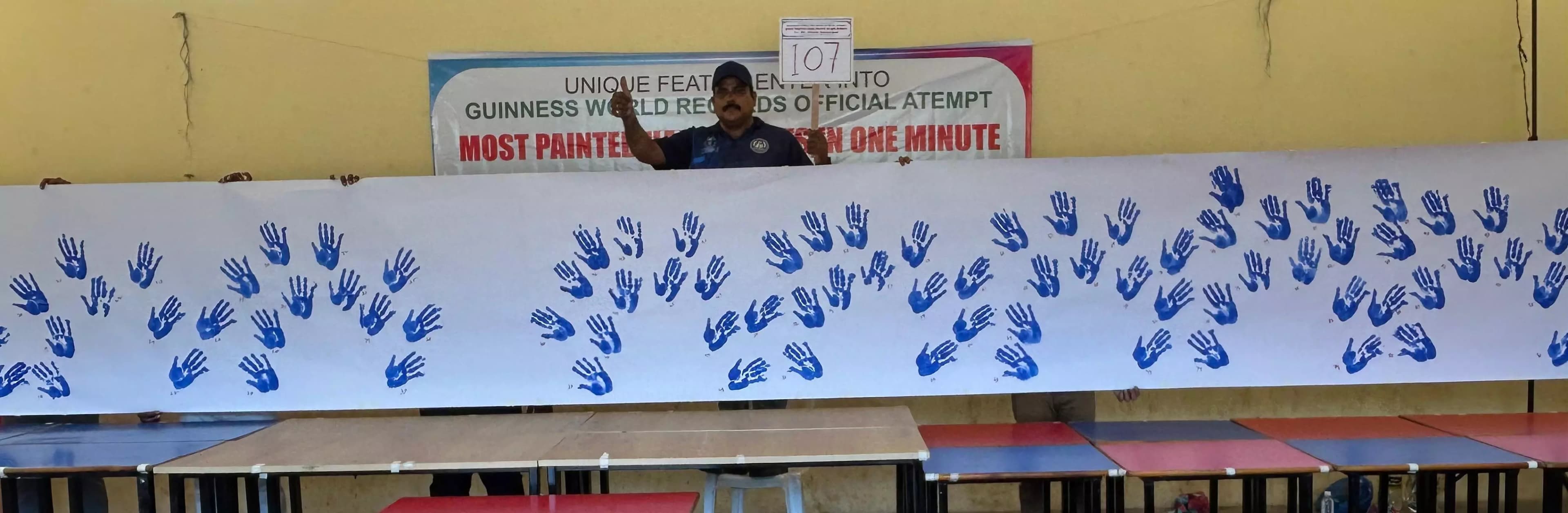 Nellore Artist Attempts Guinness World Record With Rapid Handprint Painting Feat