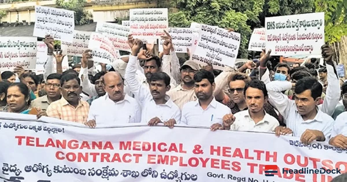 Telangana Health Department Outsourcing Staff Protest Over Five Months of Pending Salaries