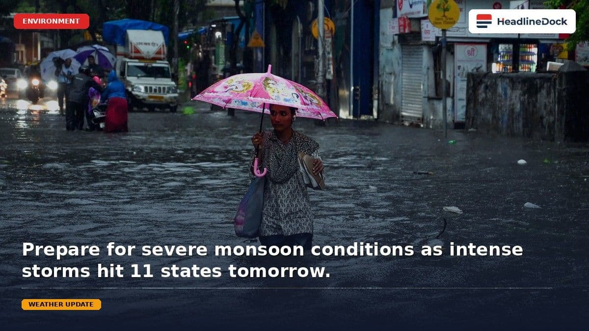 Severe Monsoon Alert: Heavy Rain and Gusty Winds Expected Across 11 States