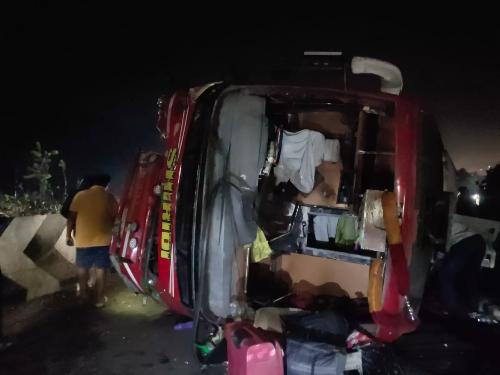Private Travel Bus Incident Injures 15 Passengers in Khammam