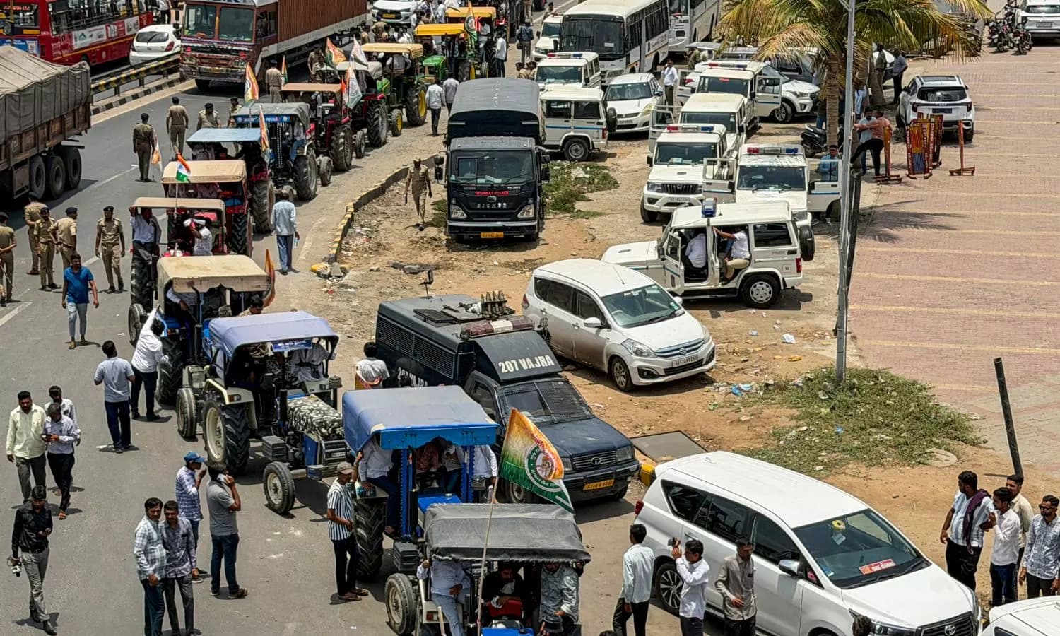 Gujarat Farmers Launch Massive Kisan Adhikar Tractor Rally for Land Rights