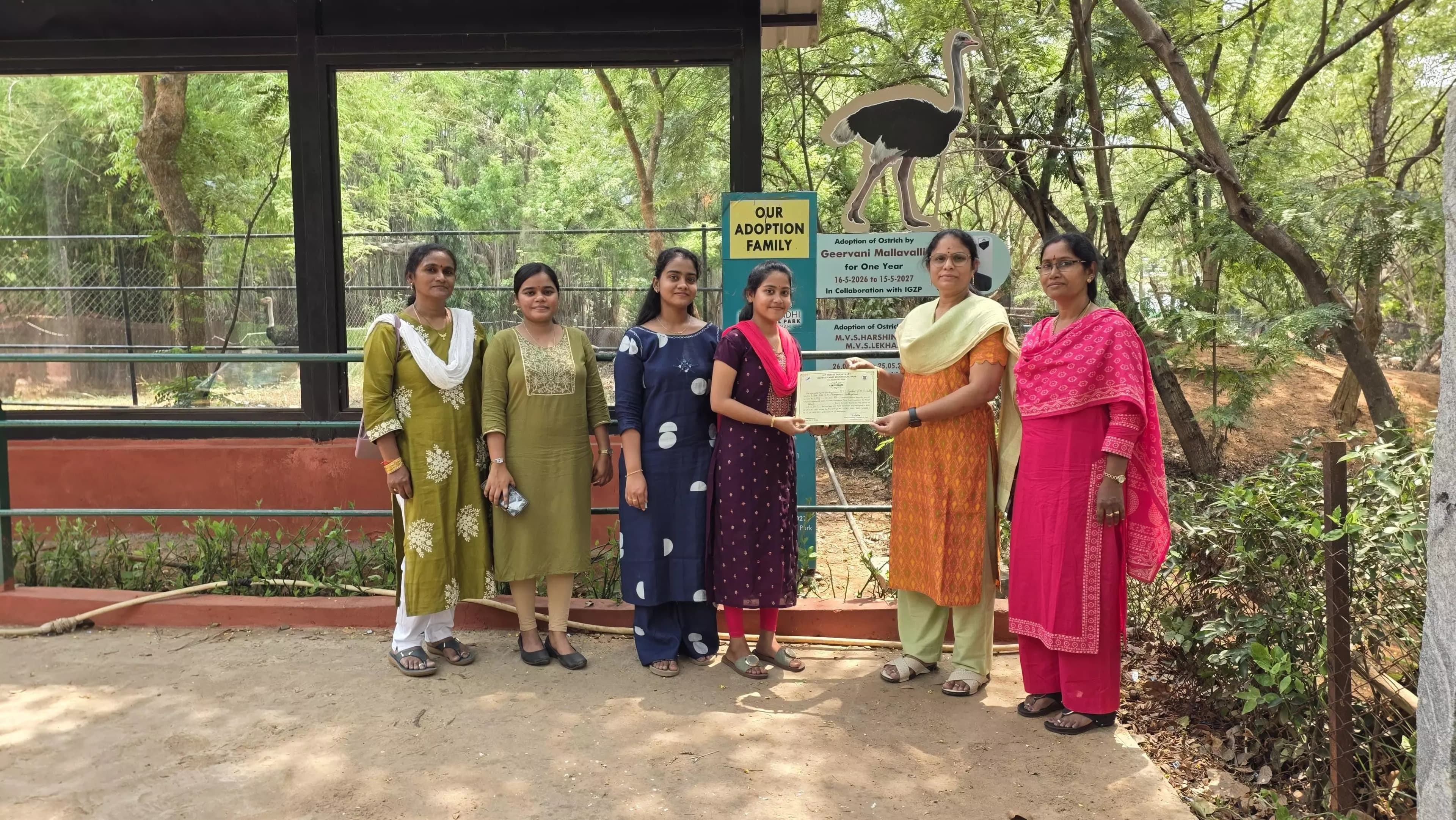 Ostrich adopted at Visakhapatnam Zoo: A Step in Wildlife Conservation