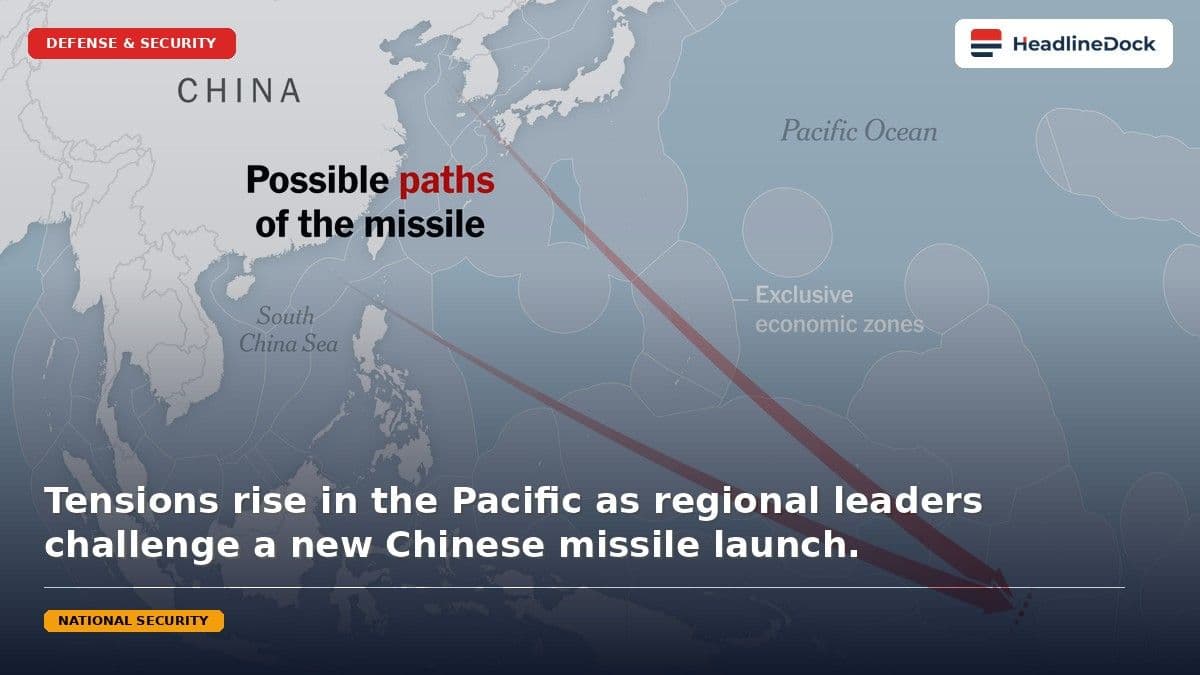 Pacific Nations Condemn China After Ballistic Missile Test Near Tuvalu